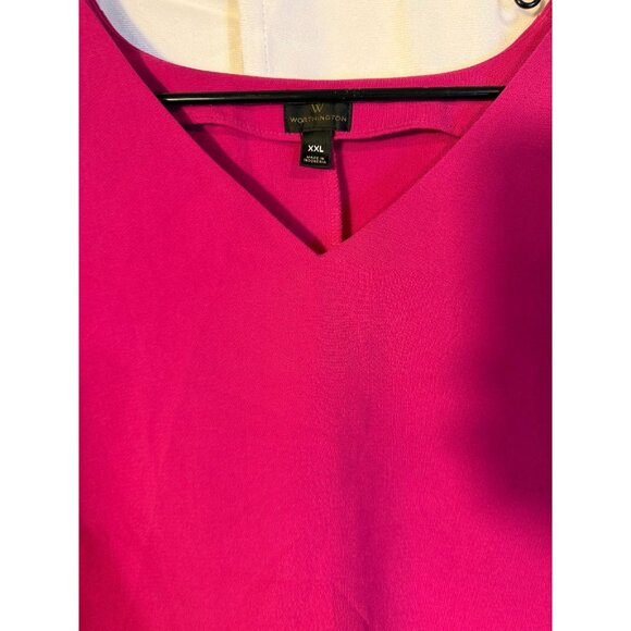 Pink Statement Sleeves Office Dress Barbie Pink Womens Plus 2X XXL Retro Indie - Picture 3 of 4